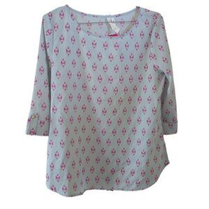 New Pink Owl Apparel Mint Green with Pink Design Short Sleeve Blouse